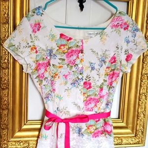 Floral Coldwater Creek Romantic Spring Fit and Flare Tea Dress.